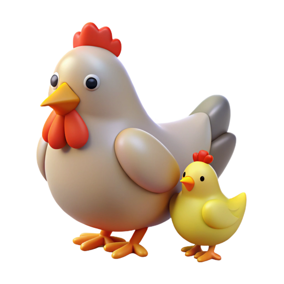 ethereal serene A hen with chicks, single chick isolated, NO BACKGROUND with Transparent Background. refined png