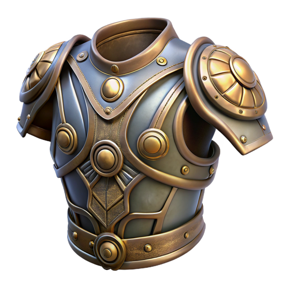ethereal stunning Steampunk shoulder armor with articulated plates and intricate engravings. NO BACKGROUND with Transparent Background. premium png
