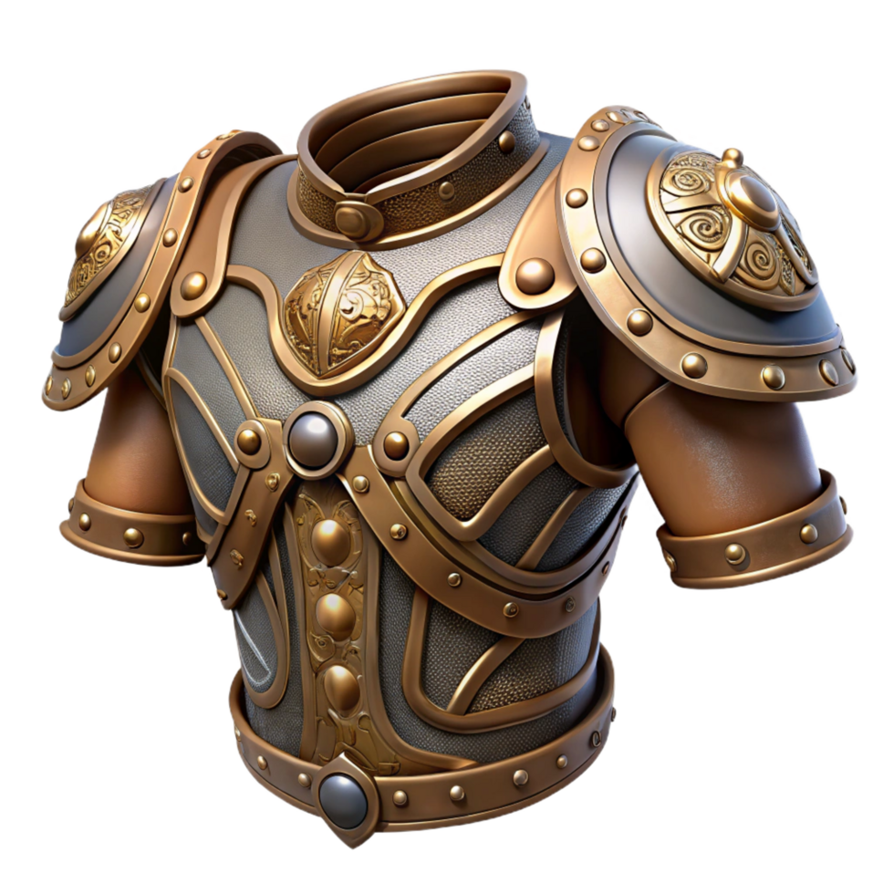 elegant notable Steampunk shoulder armor with articulated plates and intricate engravings. NO BACKGROUND with Transparent Background. png