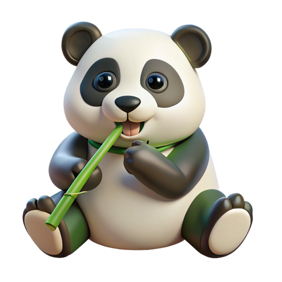 extraordinary notable A giant panda eating bamboo bamboo cropped out. NO BACKGROUND with Transparent Background. png