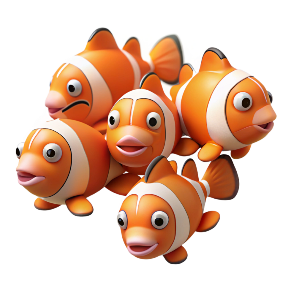 harmonious majestic A school of clownfish individual clownfish. NO BACKGROUND with Transparent Background. gallery standard png