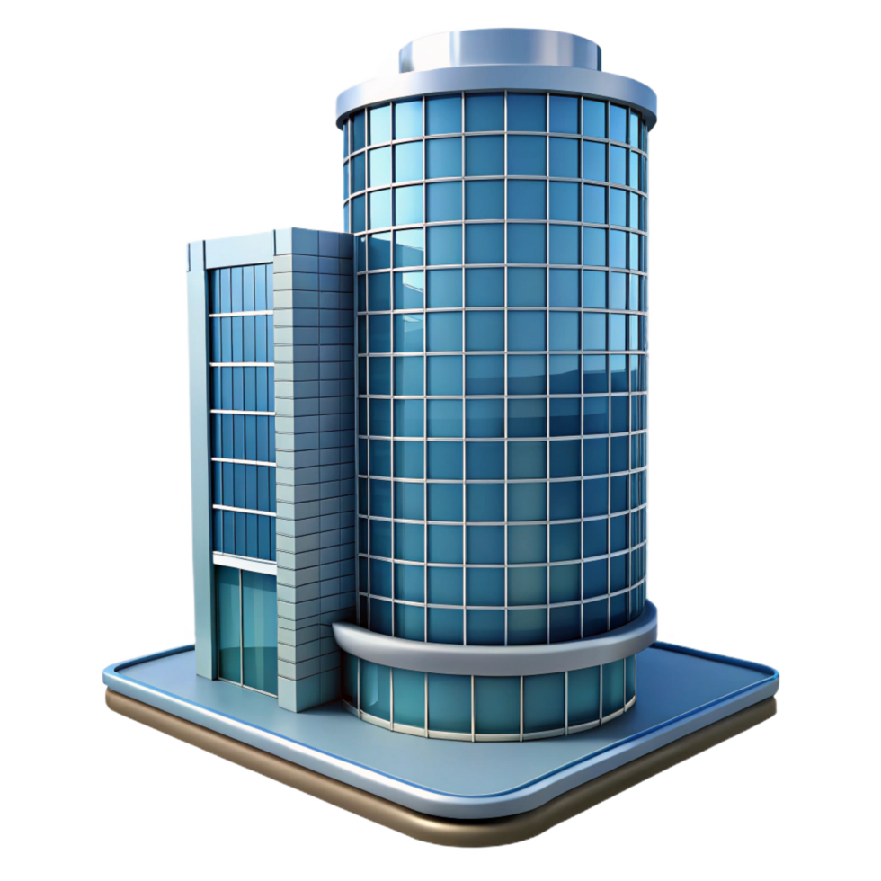 extraordinary harmonious minimalist Modern skyscraper, glass and steel construction NO BACKGROUND with Transparent Background. crisp png