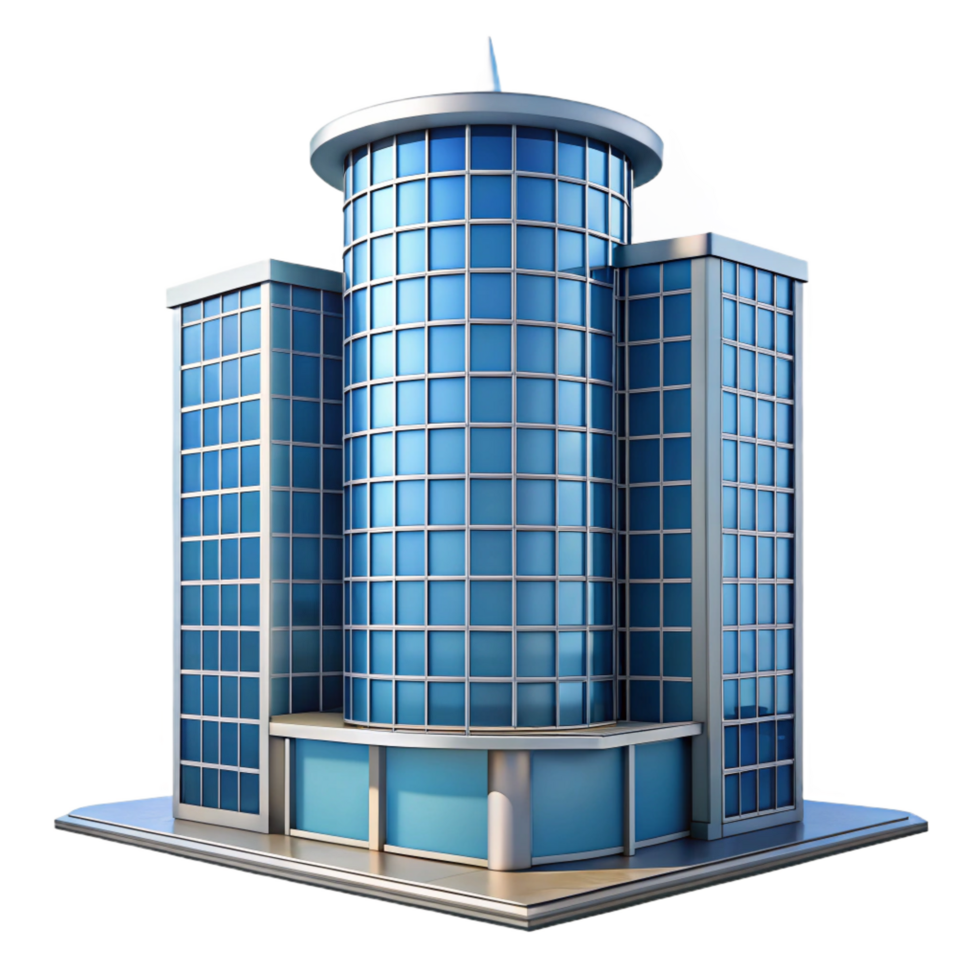 hypnotic acclaimed Modern skyscraper, glass and steel construction NO BACKGROUND with Transparent Background. png