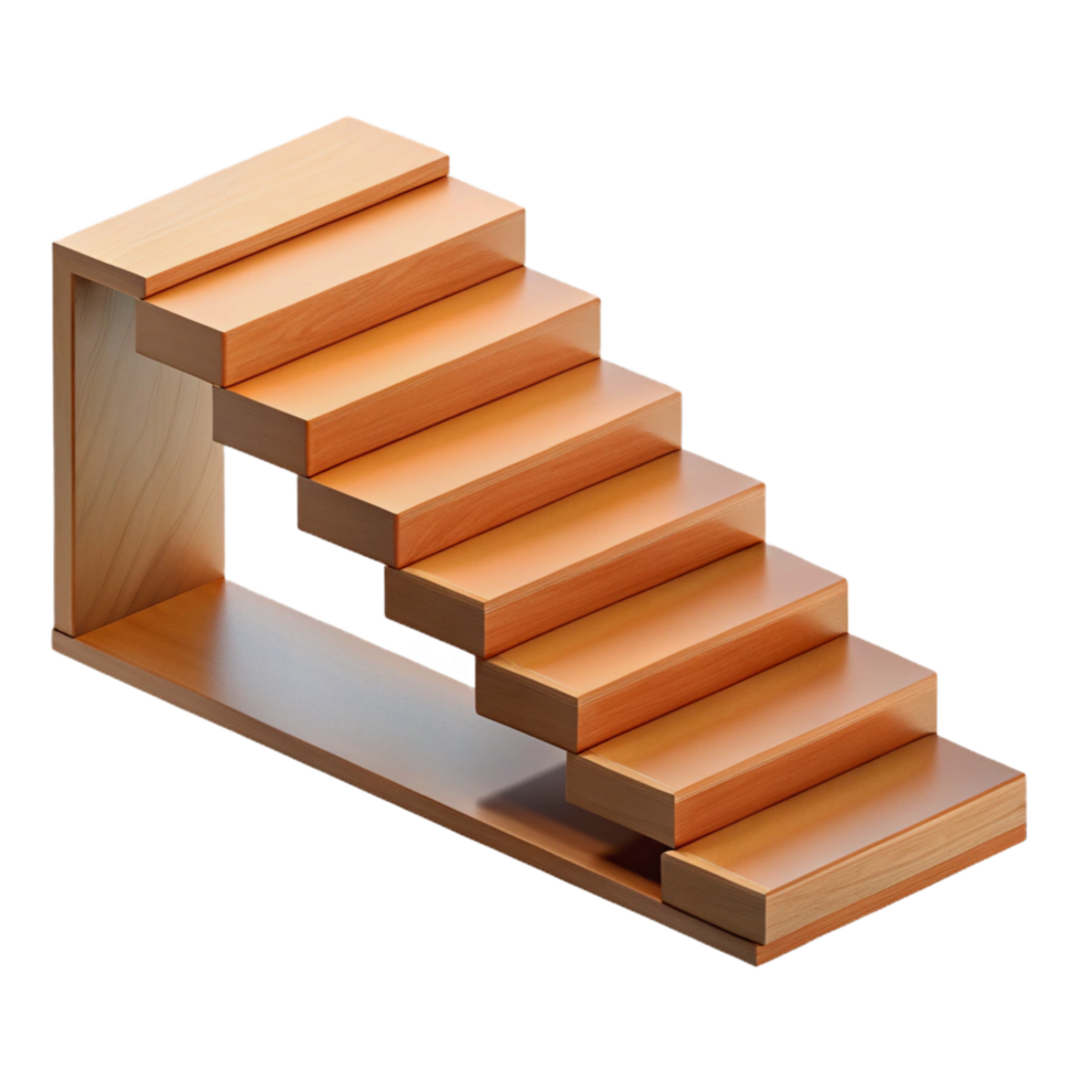 exemplary artistic Modern staircase, floating wooden steps NO BACKGROUND with Transparent Background. professional png