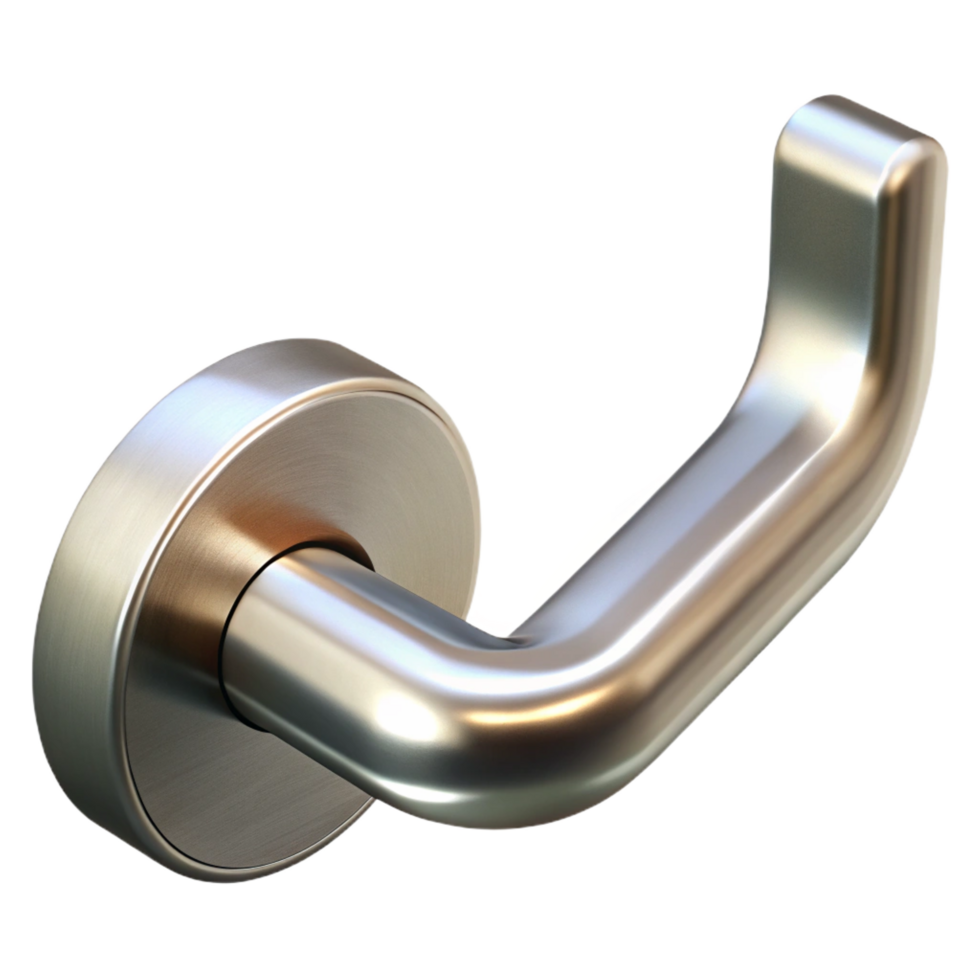 enchanting timeless Contemporary door handle, brushed stainless steel NO BACKGROUND with Transparent Background. png