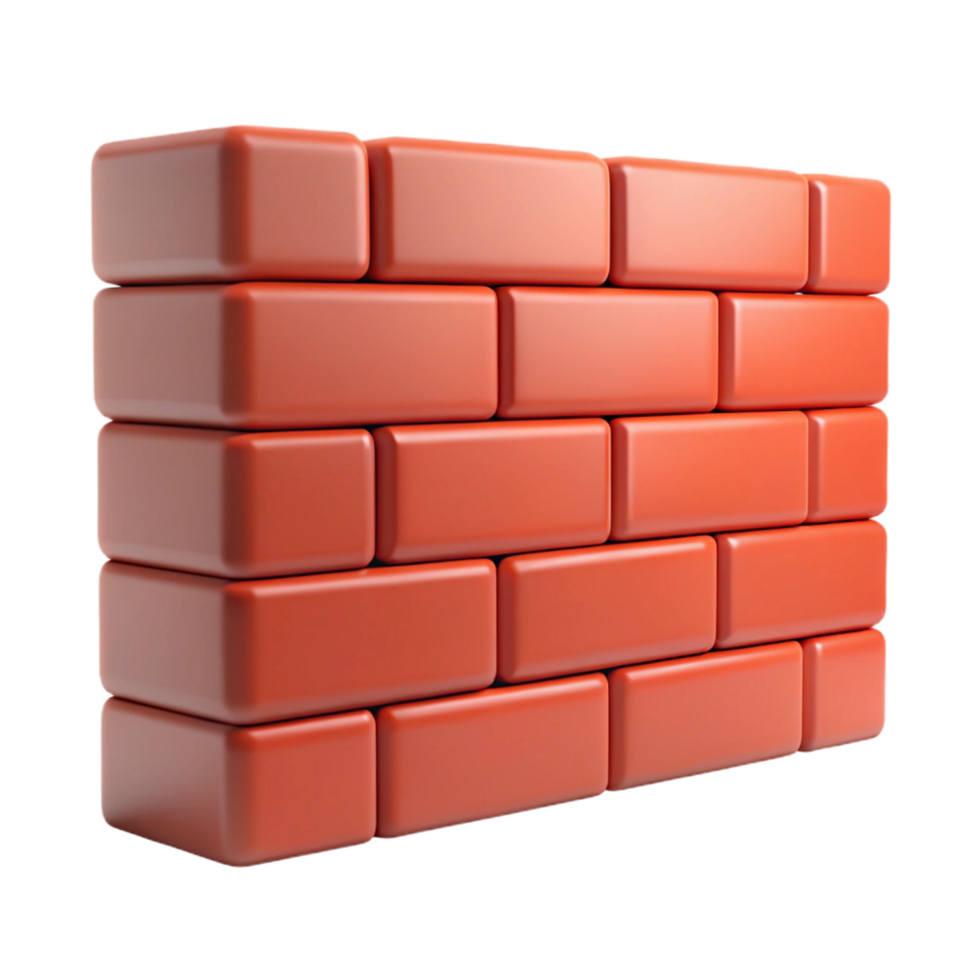 exemplary industrial Brick wall section, red clay bricks NO BACKGROUND with Transparent Background. genuine png