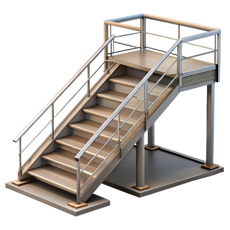 iconic artistic Fire escape, metal stairs and railings NO BACKGROUND with Transparent Background. high resolution png