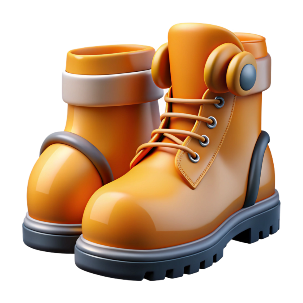 elegant rare Steel toe boots, protective footwear for construction work NO BACKGROUND with Transparent Background. png