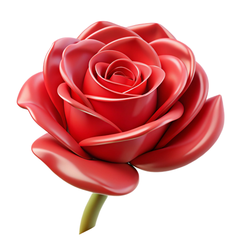 fascinating whimsical creative A single red rose, intricately detailed, NO BACKGROUND with Transparent Background. museum quality png