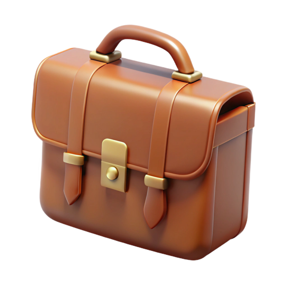elegant exceptional A classic leather briefcase, NO BACKGROUND with Transparent Background. png