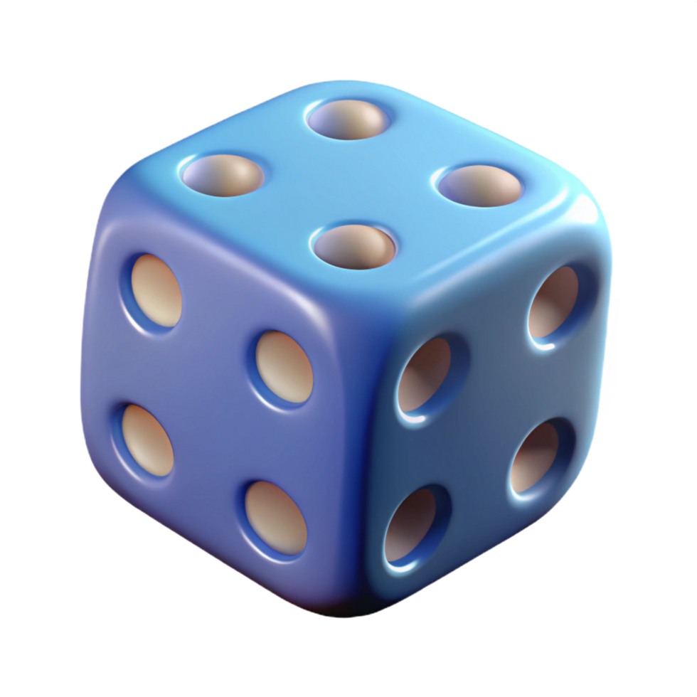 exquisite geometric A dice, showing six, NO BACKGROUND with Transparent Background. perfect clarity png