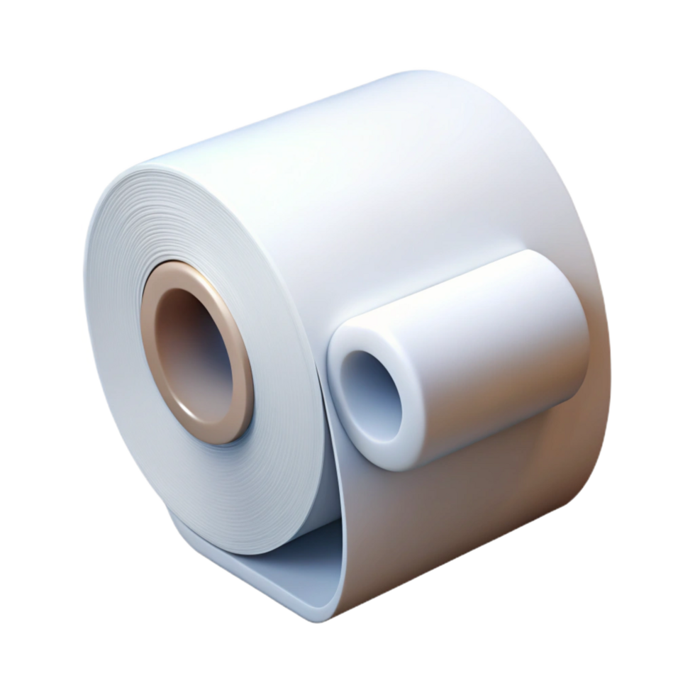 inspired art deco A roll of toilet paper, white and perforated, NO BACKGROUND with Transparent Background. studio quality png