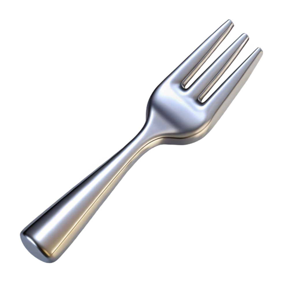 harmonious glorious A fork, polished and silver, NO BACKGROUND with Transparent Background. ultra HD png