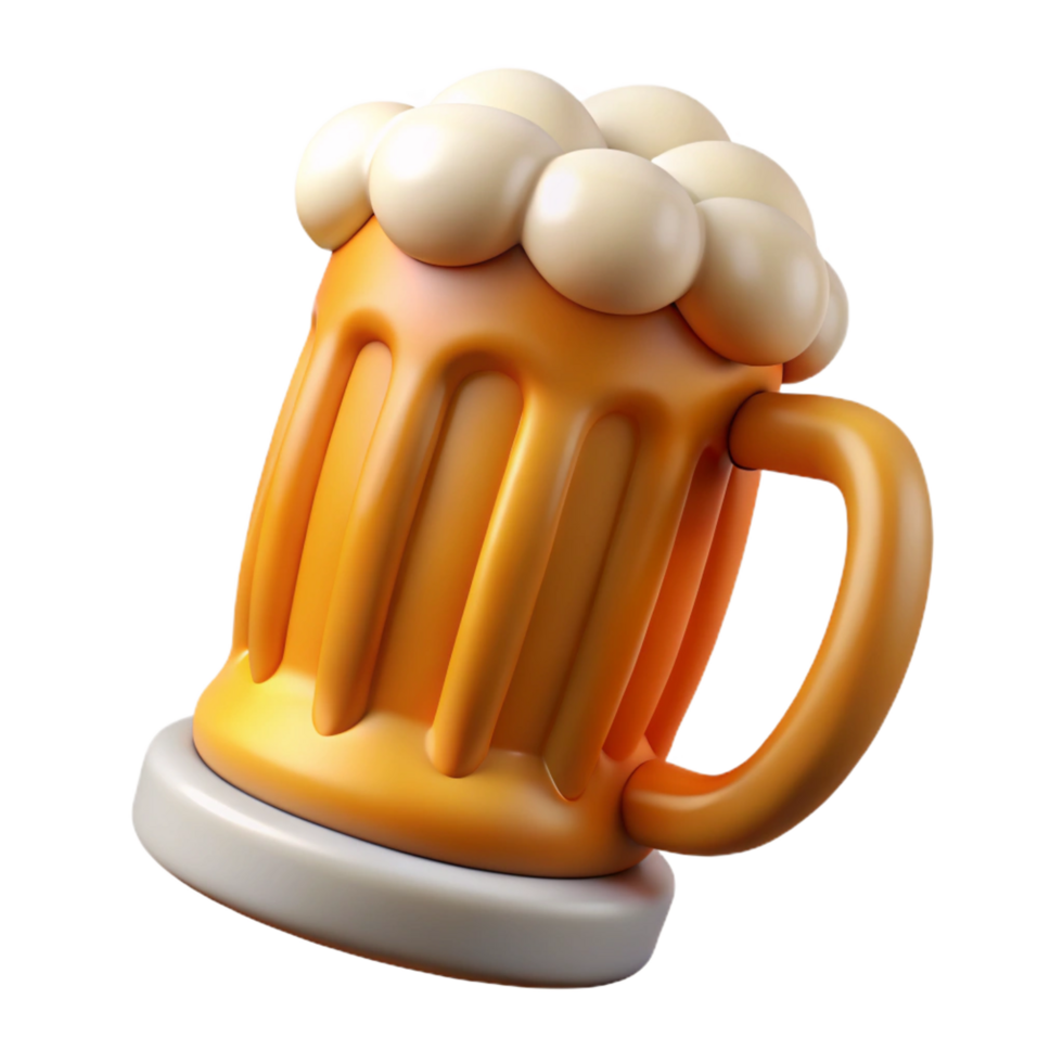exquisite art deco A beer mug, frosted and filled with beer, NO BACKGROUND with Transparent Background. sharp png