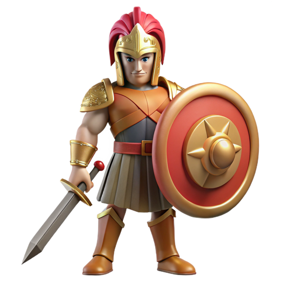 hypnotic impressionist Ares, God of War, holding sword and shield, NO BACKGROUND with Transparent Background. ultra HD png