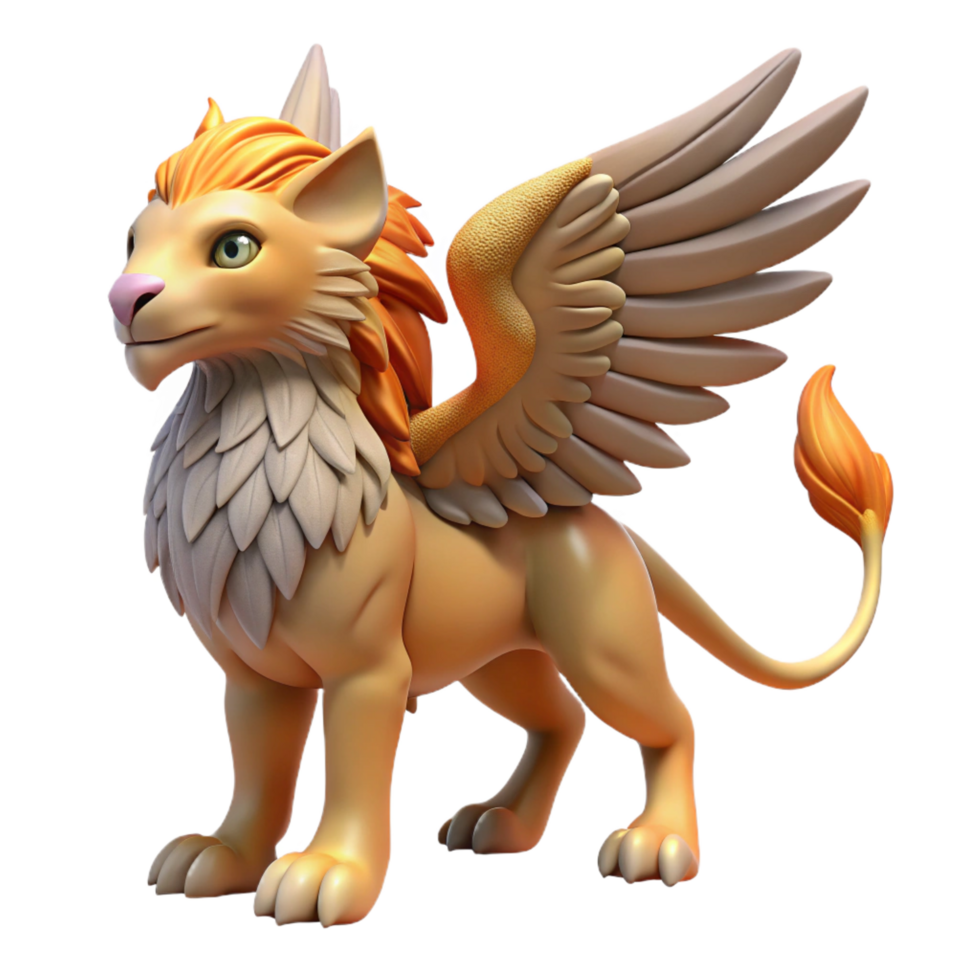 exceptional traditional Griffin, mythical creature, lion and eagle, NO BACKGROUND with Transparent Background. elite png