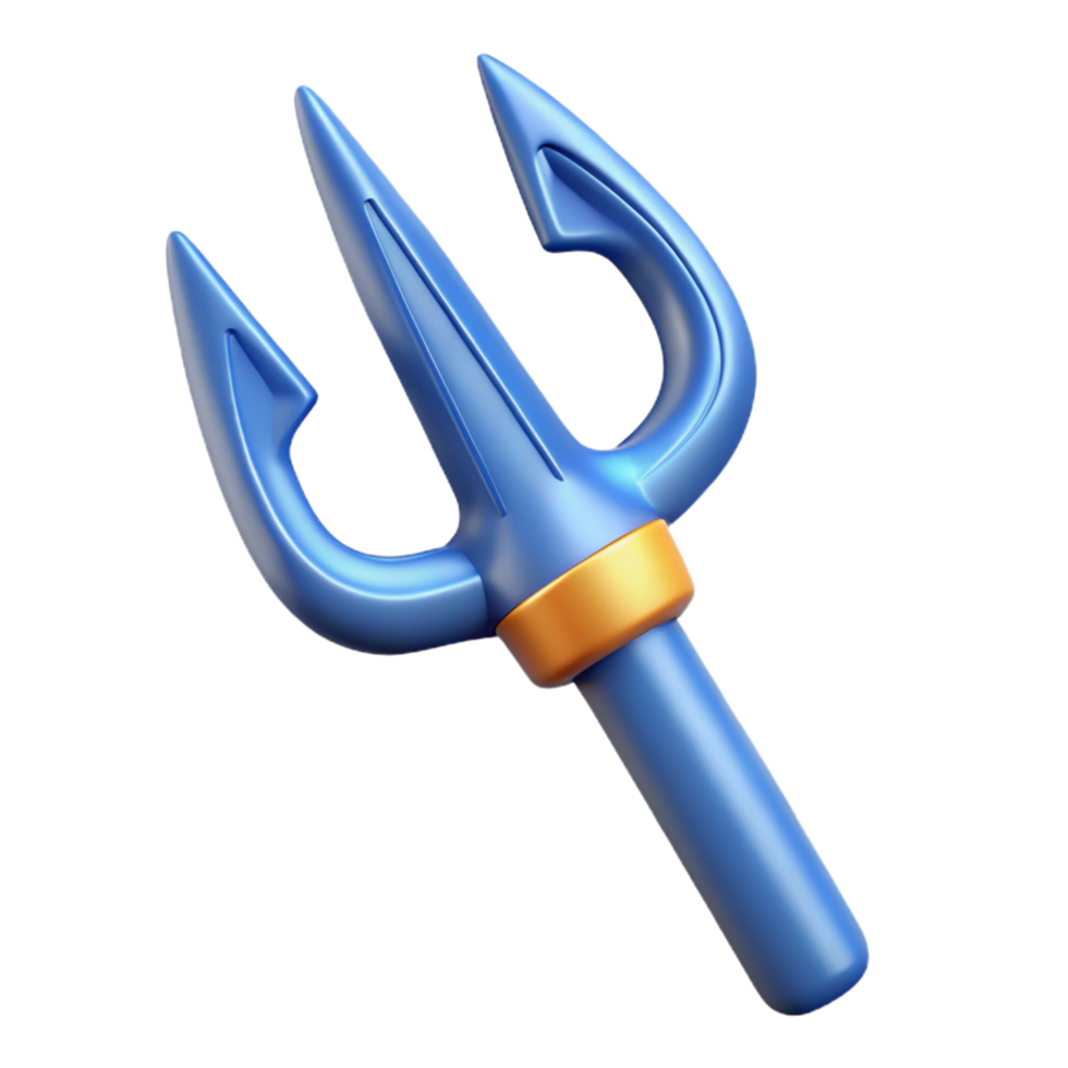 exquisite avant-garde Trident of Poseidon, NO BACKGROUND with Transparent Background. studio quality png