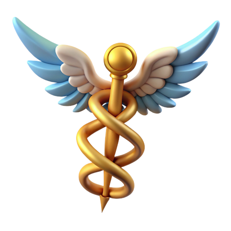 hypnotic bold victorian Caduceus, Hermes' staff, NO BACKGROUND with Transparent Background. museum quality png