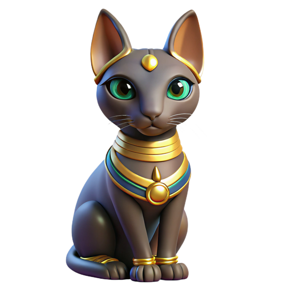 energetic exquisite Bastet, Egyptian cat goddess, NO BACKGROUND with Transparent Background. premium png