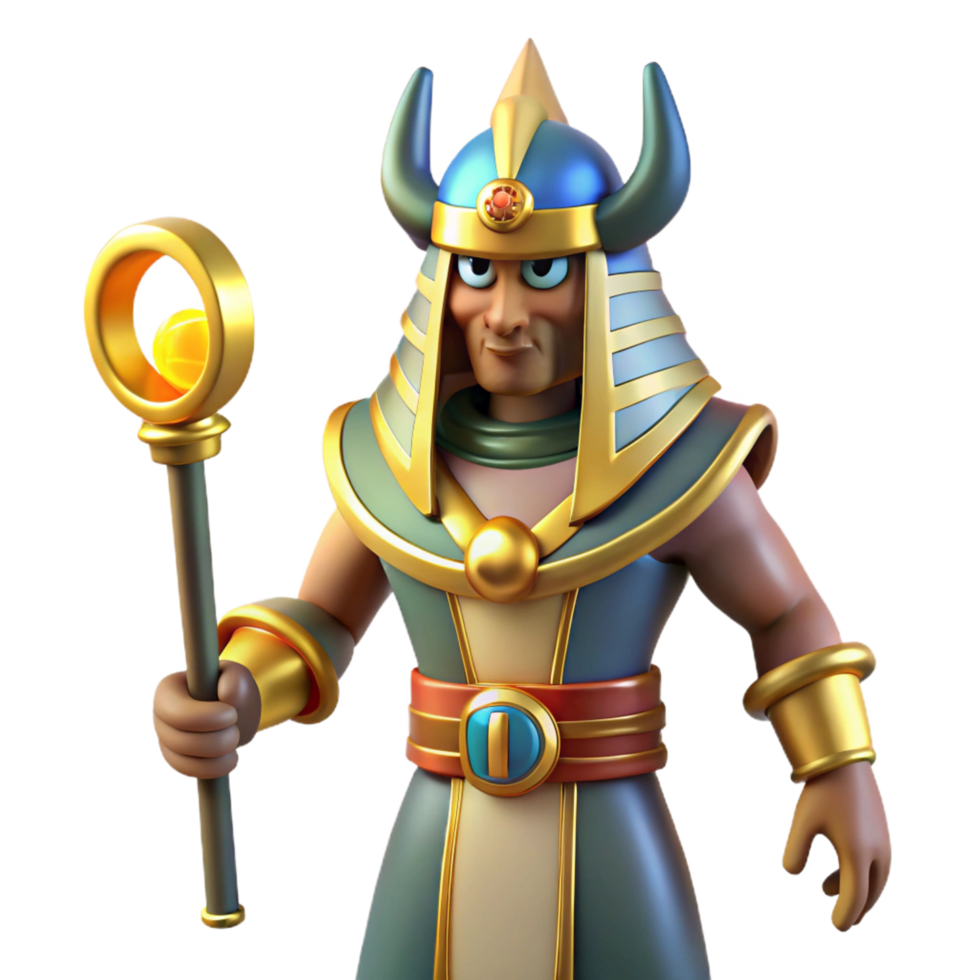 exemplary baroque Osiris, Egyptian god of the underworld, NO BACKGROUND with Transparent Background. professional png
