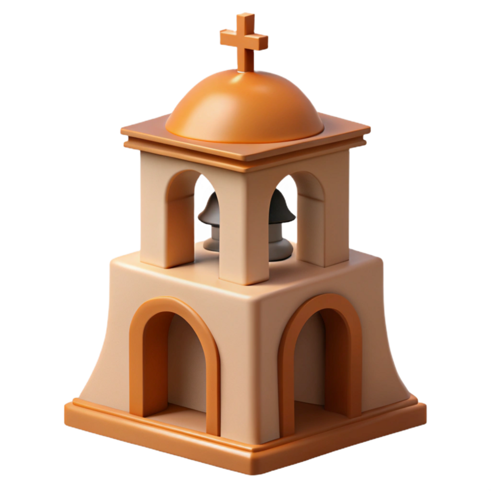 hypnotic timeless Spanish Colonial mission bell tower, NO BACKGROUND with Transparent Background. png