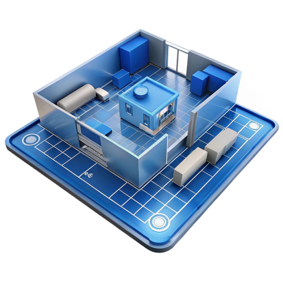 iconic artistic Architectural blueprint floor plan, NO BACKGROUND with Transparent Background. artisan png