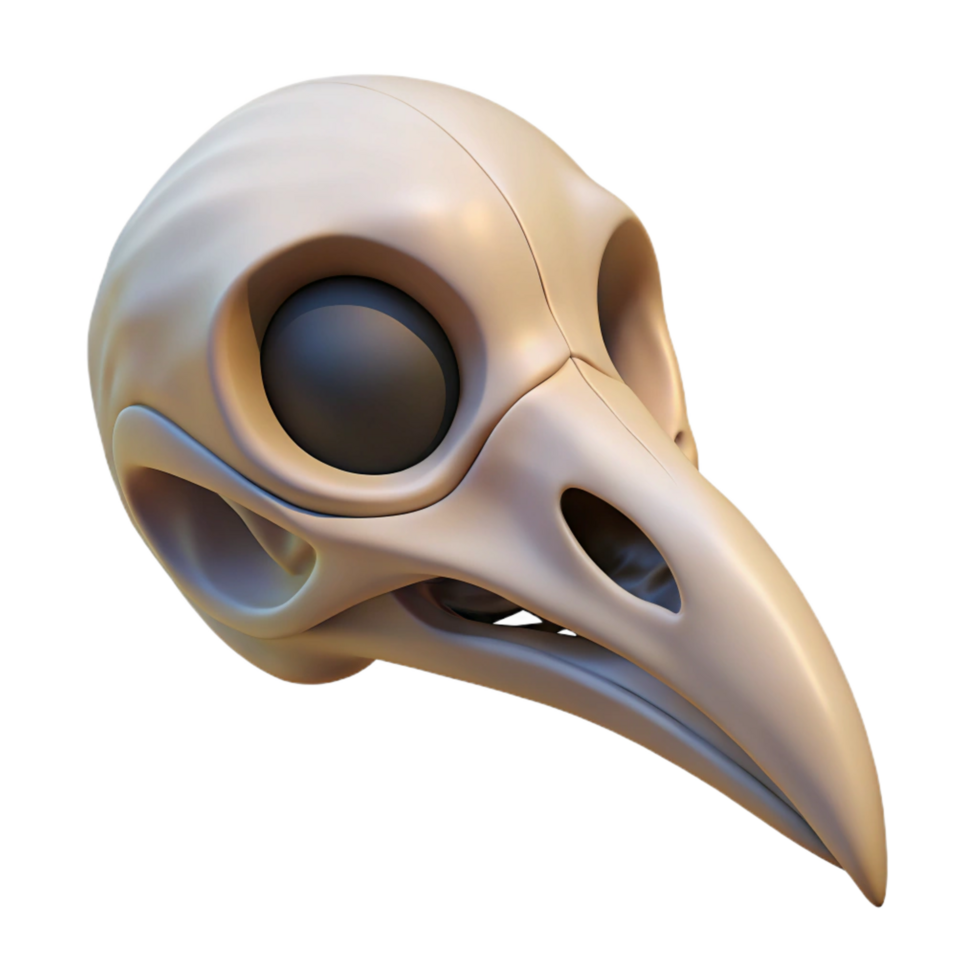 hypnotic mid-century Bird skull, small NO BACKGROUND with Transparent Background. 4K png