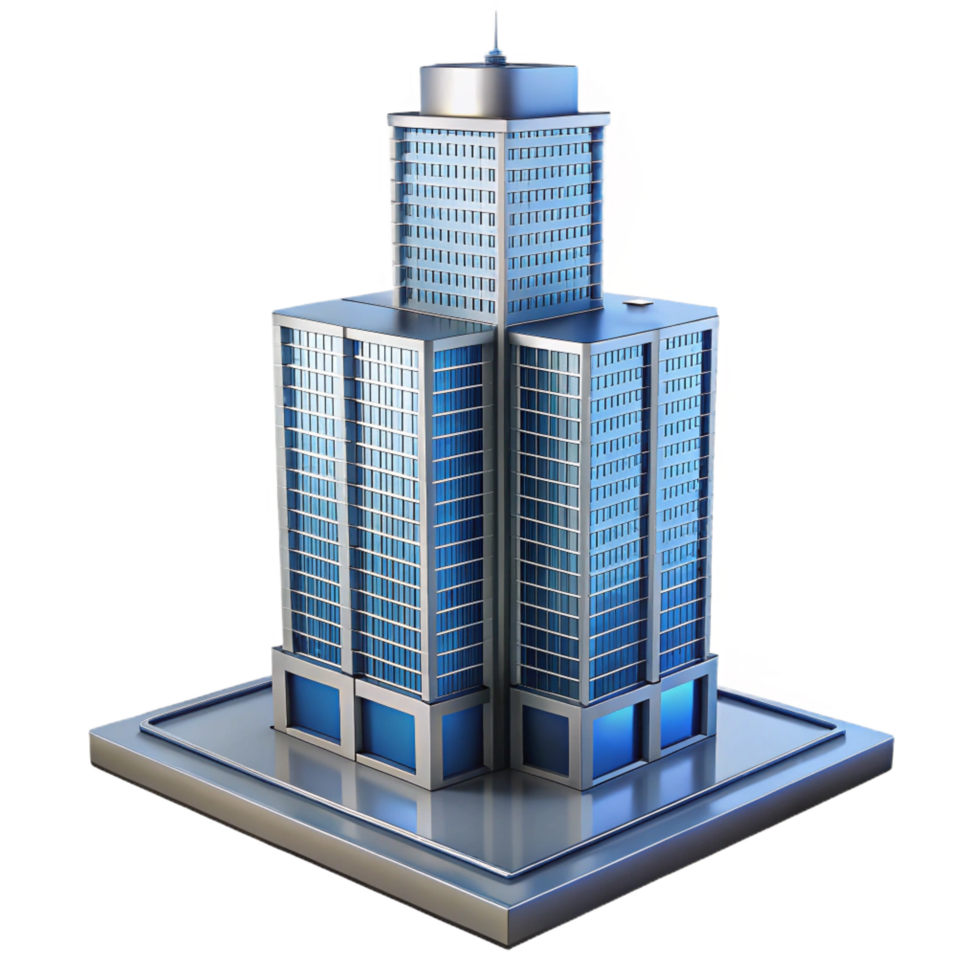 fascinating elegant Modern skyscraper architectural model, NO BACKGROUND with Transparent Background. flawless png