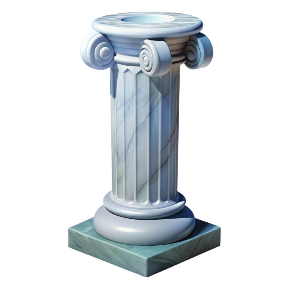 glorious melancholic victorian Column, ionic, marble, NO BACKGROUND with Transparent Background. 4K png