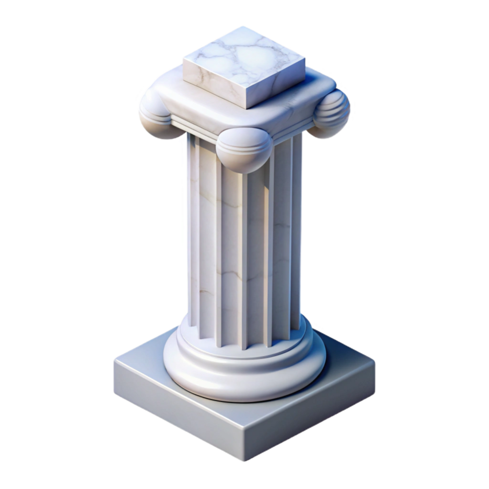 immaculate dynamic baroque Column, ionic, marble, NO BACKGROUND with Transparent Background. handcrafted png