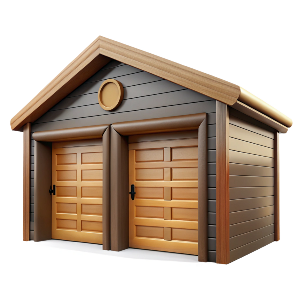 exquisite dramatic rustic Garage door, double, wooden, NO BACKGROUND with Transparent Background. detailed png