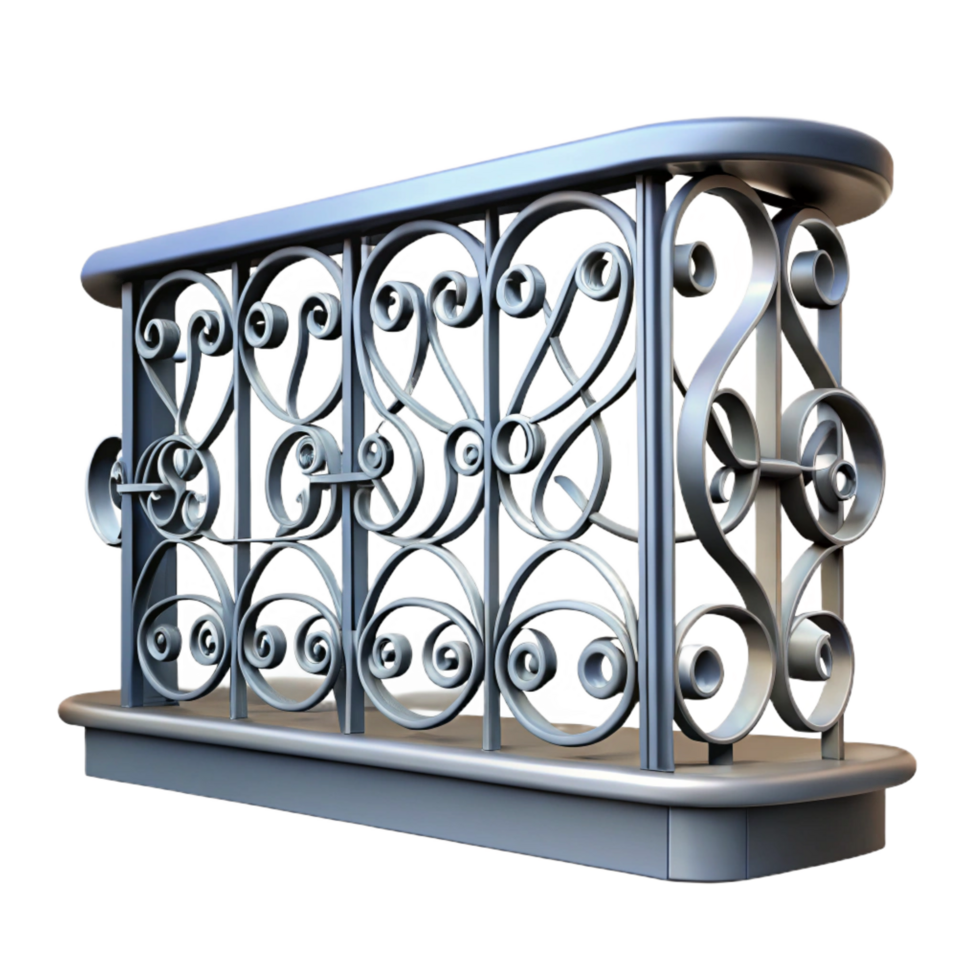 extraordinary elegant Balcony railing, ornate iron, NO BACKGROUND with Transparent Background. high quality png