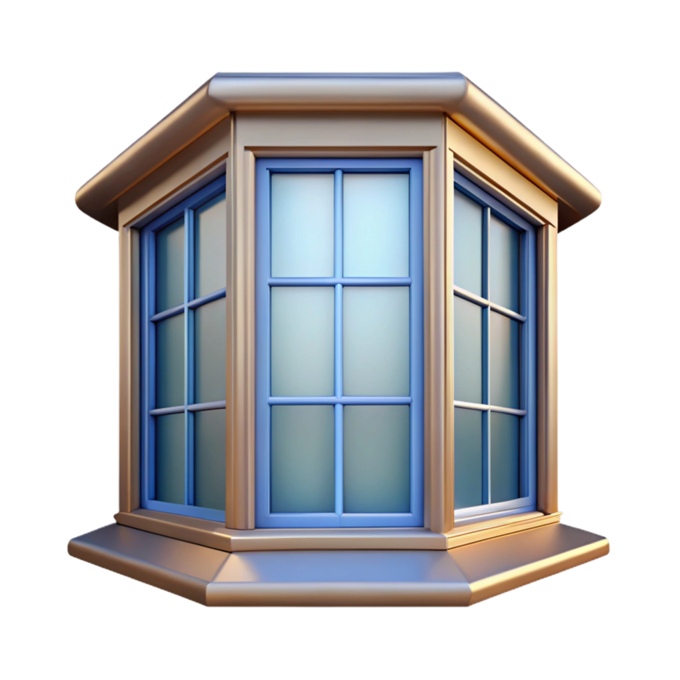 glorious elegant Bay window, three-sided, NO BACKGROUND with Transparent Background. genuine png