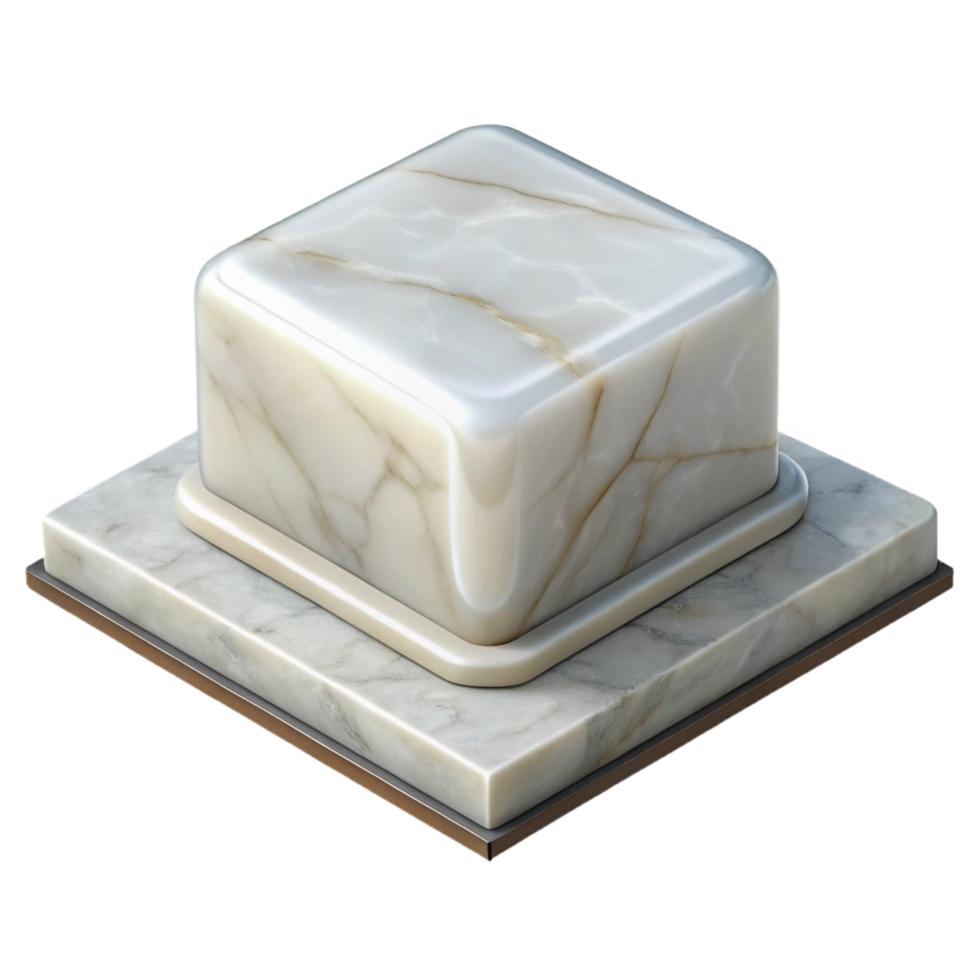 exquisite melancholic modern Statue base, marble, square, NO BACKGROUND with Transparent Background. fine detail png