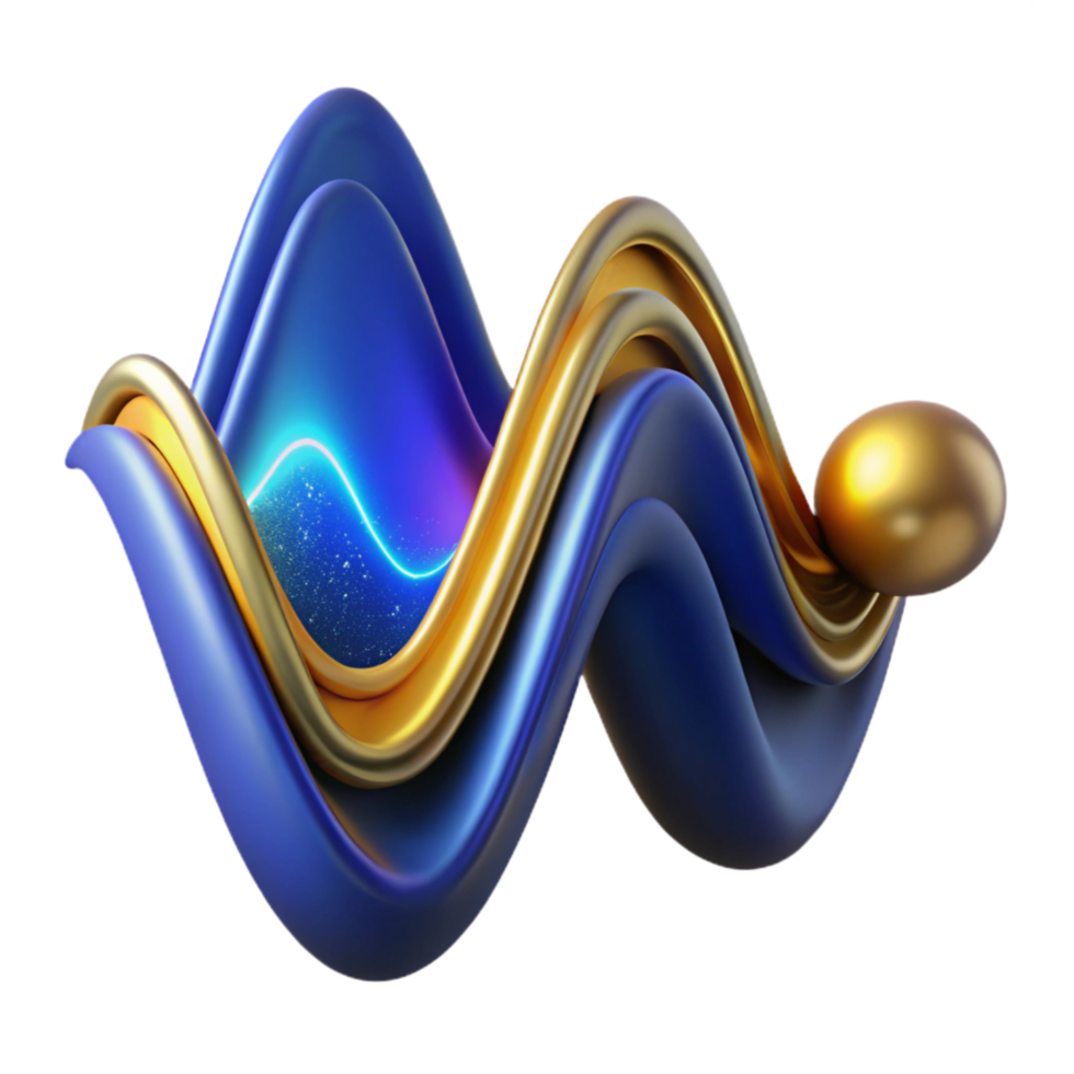 extraordinary contemporary Abstract Waveform Isolated Smooth Curves Blue Gradient authentic png