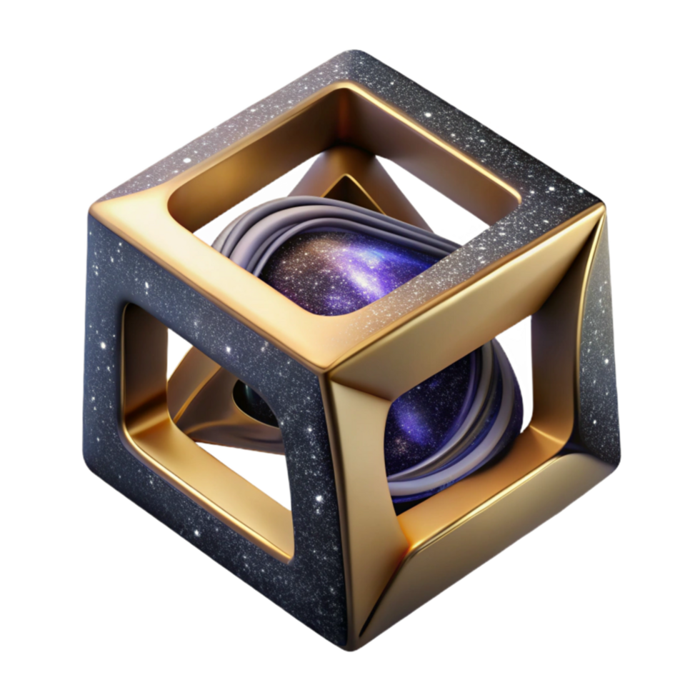 impressive contemporary Abstract Wireframe Cube Rotating in Space Cutout Element exclusive png