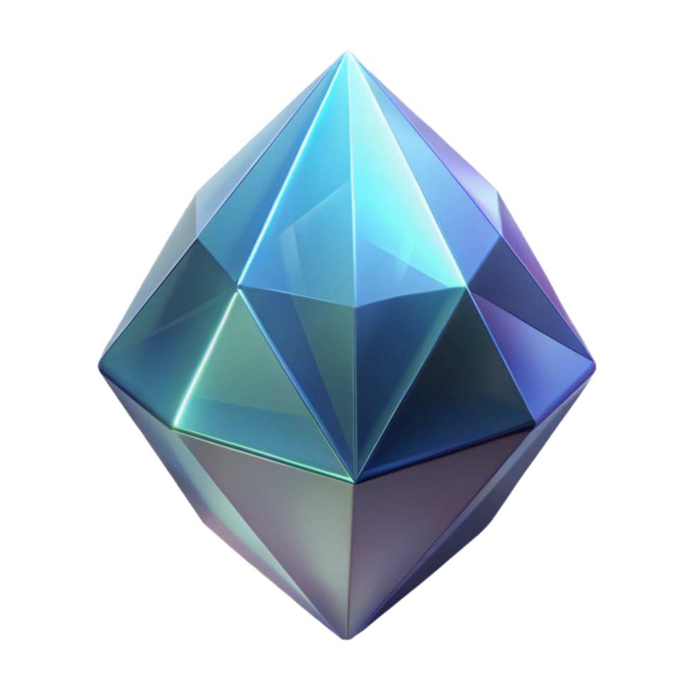 extraordinary memorable A single, levitating crystal with intricate facets. NO BACKGROUND with Transparent Background. png