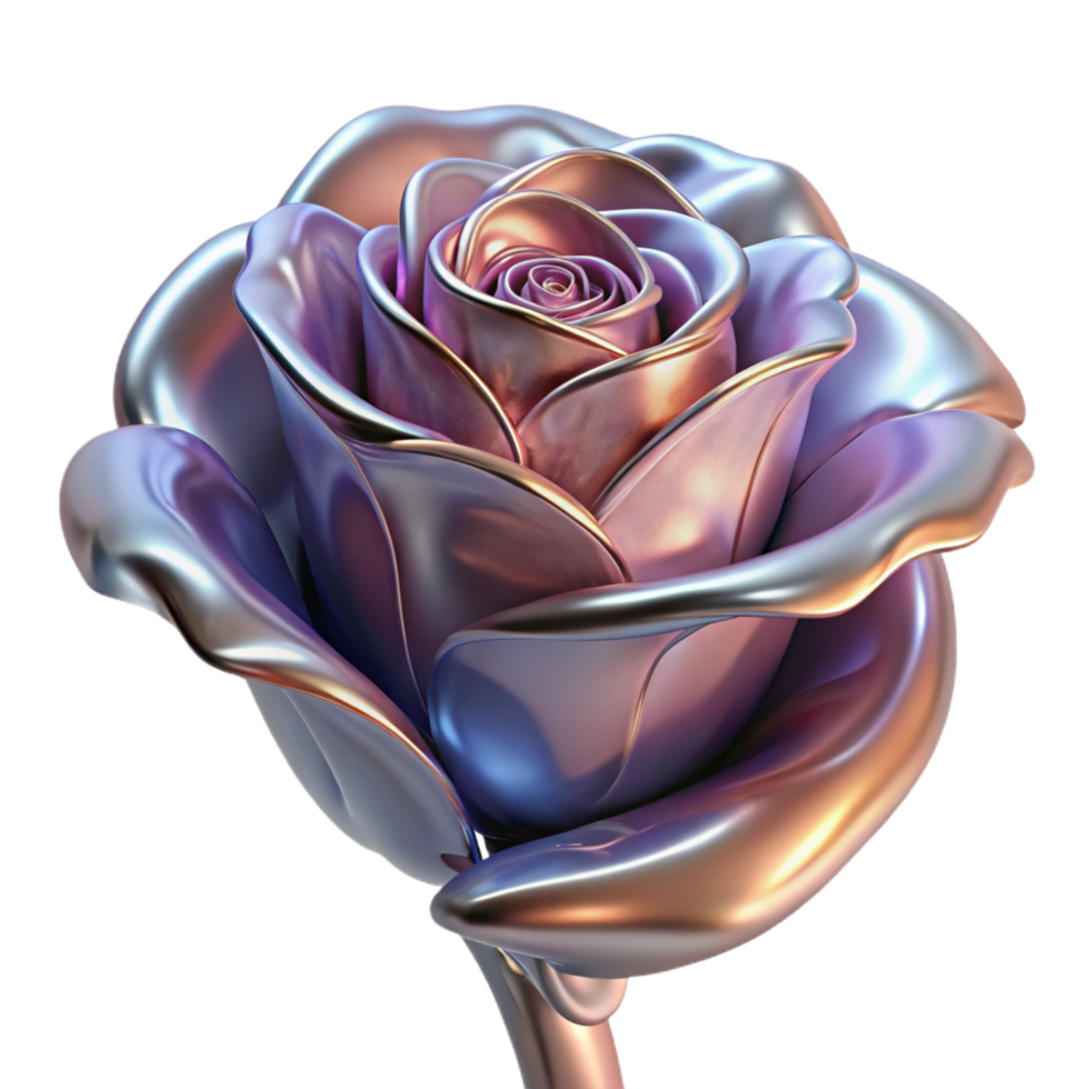 hypnotic unparalleled A single, blooming rose made of liquid metal. NO BACKGROUND with Transparent Background. png
