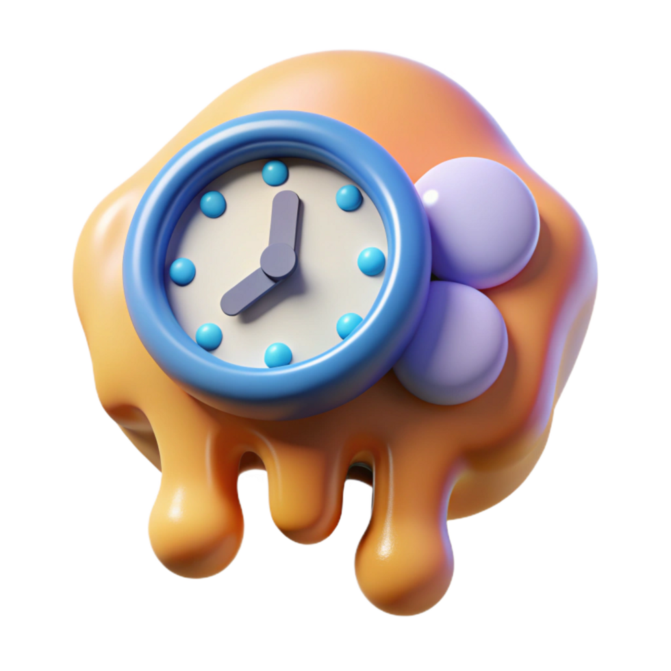 fascinating unforgettable An abstract representation of time with a melting clock. NO BACKGROUND with Transparent Background. png