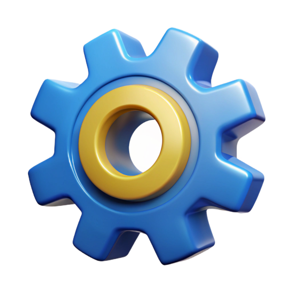 harmonious picturesque A single, gear cog with intricate mechanical details. NO BACKGROUND with Transparent Background. premium png