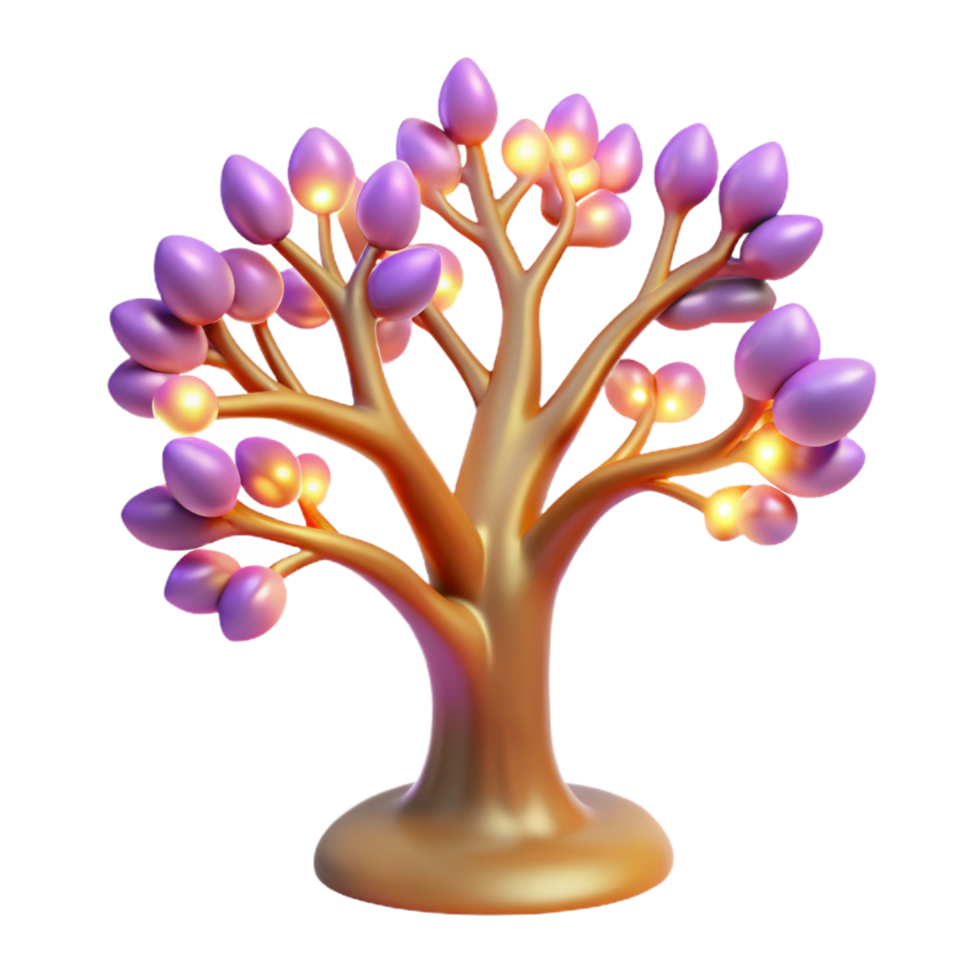 extraordinary acclaimed A stylized, tree of life with glowing branches. NO BACKGROUND with Transparent Background. png