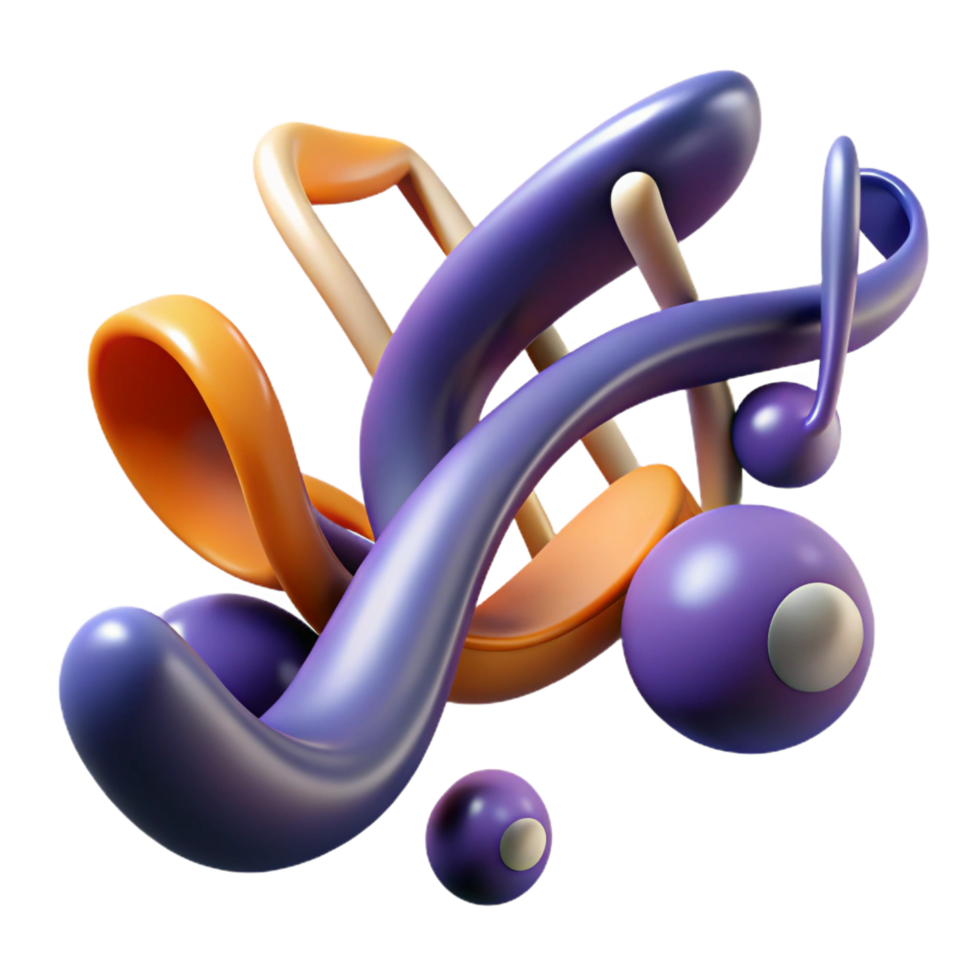 immaculate futuristic An abstract representation of music with flowing notes. NO BACKGROUND with Transparent Background. gallery standard png