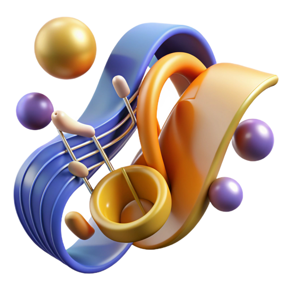 inspired bohemian An abstract representation of music with flowing notes. NO BACKGROUND with Transparent Background. premium png