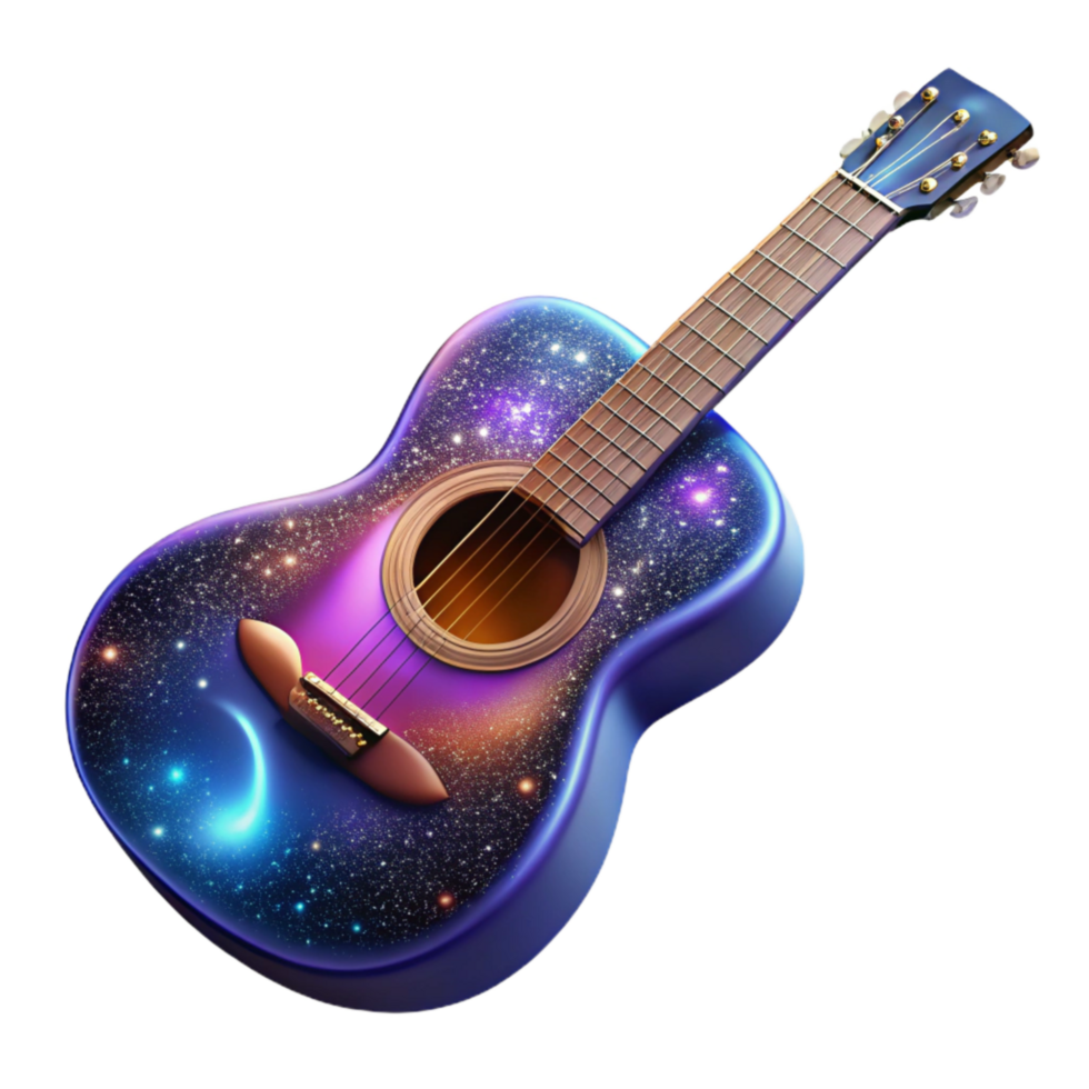 serene artistic Acoustic Guitar Cutout on Transparent Background Front View authentic png