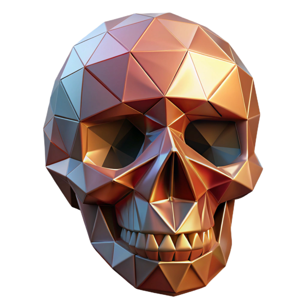 immaculate romantic bohemian A stylized, human skull made of geometric shapes. NO BACKGROUND with Transparent Background. flawless png