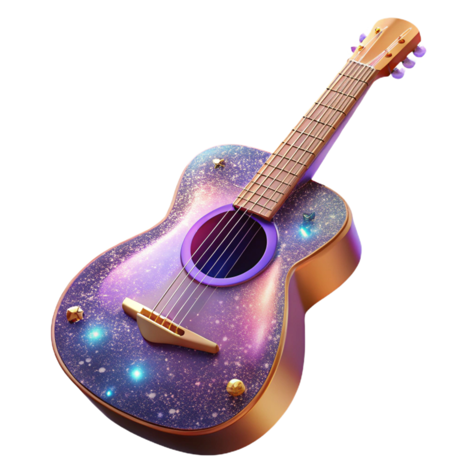 dramatic modern Acoustic Guitar Cutout on Transparent Background Front View original png