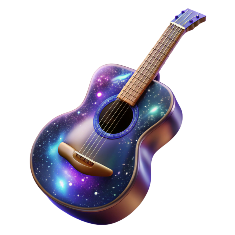 dramatic artistic Acoustic Guitar Cutout on Transparent Background Front View genuine png