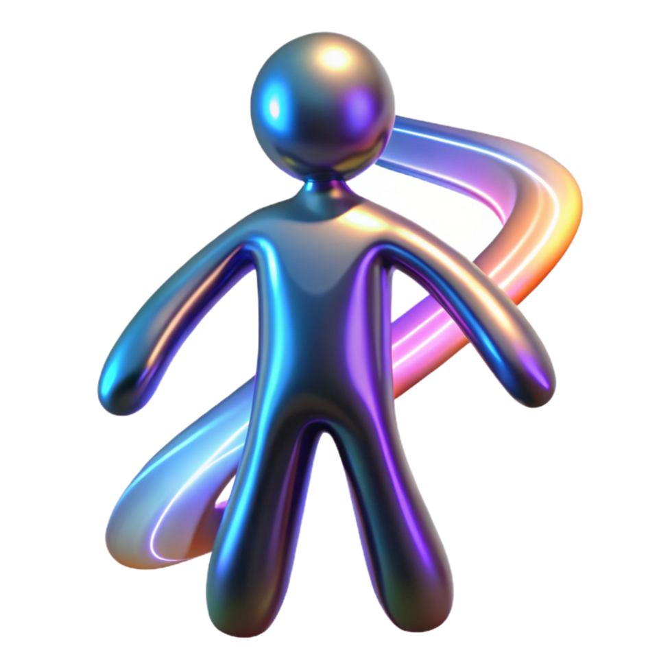 energetic splendid A stylized, human figure made of light trails. NO BACKGROUND with Transparent Background. impeccable png