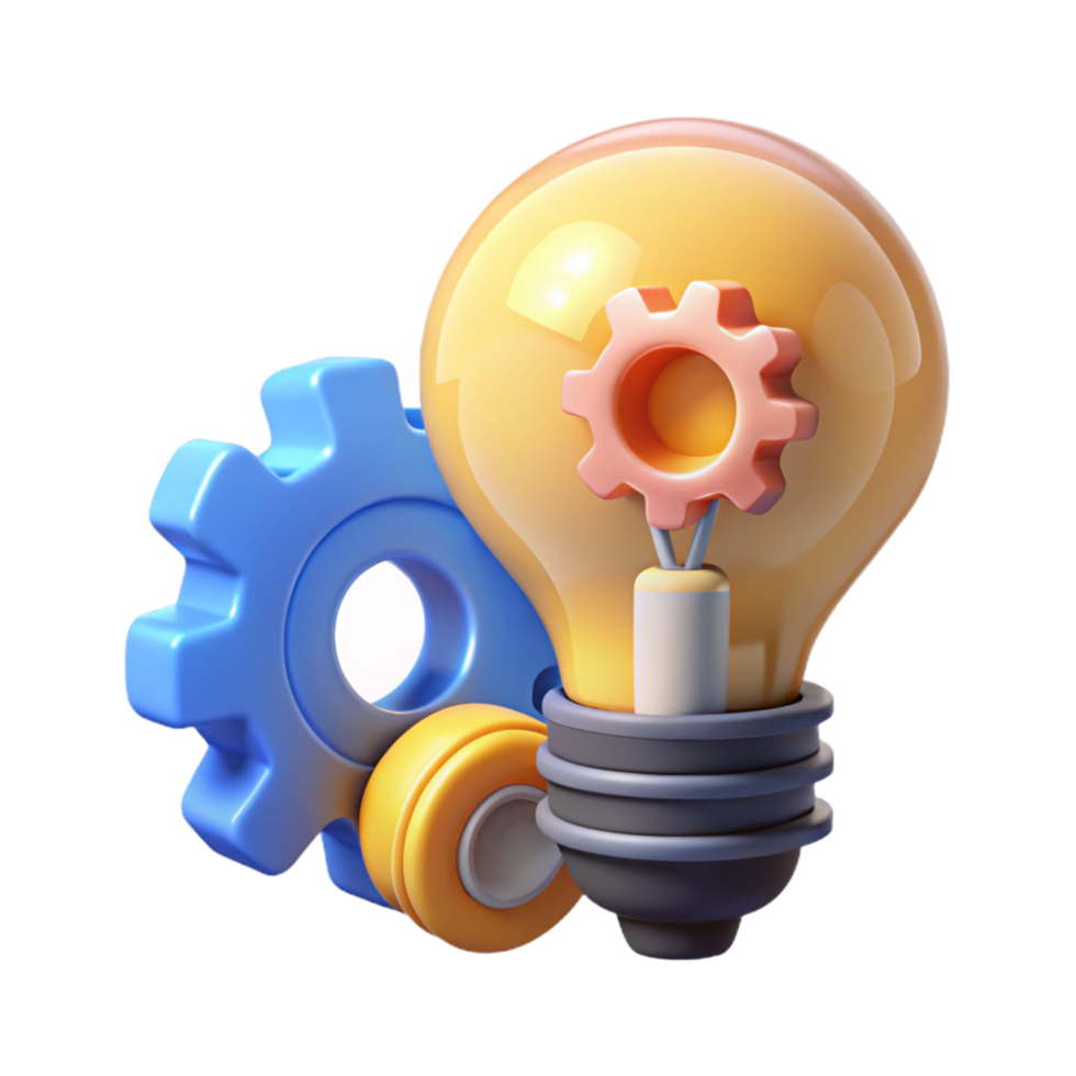 elegant dreamy surreal An abstract representation of innovation with a light bulb and gears. NO BACKGROUND with Transparent Background. authentic png