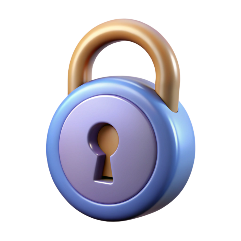immaculate abstract A single, lock with intricate keyhole. NO BACKGROUND with Transparent Background. 8K png